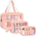 Washbag Transparent Toiletry and Makeup Bag – Portable Travel Organizer for Men and Women | Practical Storage Pouch PVC Waterproof Stain Resistant Makeup Cosmetic Bag – (1set/3Pcs). 