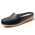 【ThinkWay】Half Shoes Women Korean Style Leather Flat Shoes for Women Big Size 35-43 Slip on Loafers Korean White Shoes Ballet Ladies Nurse Shoes Fashion Women Mules Croc. 