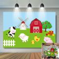 Birthday Backdrop Child Farm Animals Background Newborn Barnyard Birthday Party. 