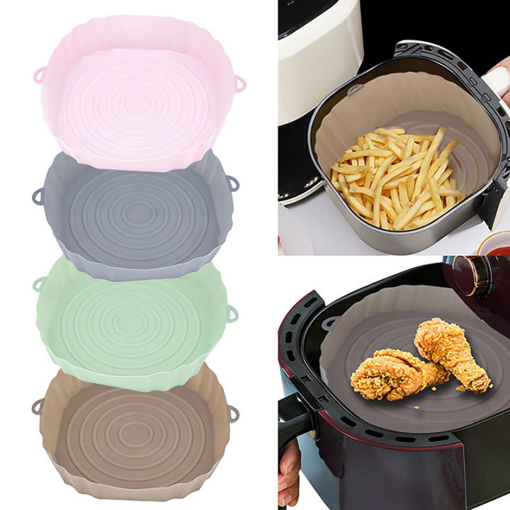 Silicone Air Fryer Basket Liner Reusable Round Paper Pot Tray Heat Resistant Non-Stick Baking Replacement Grill Pan Kitchen Oven