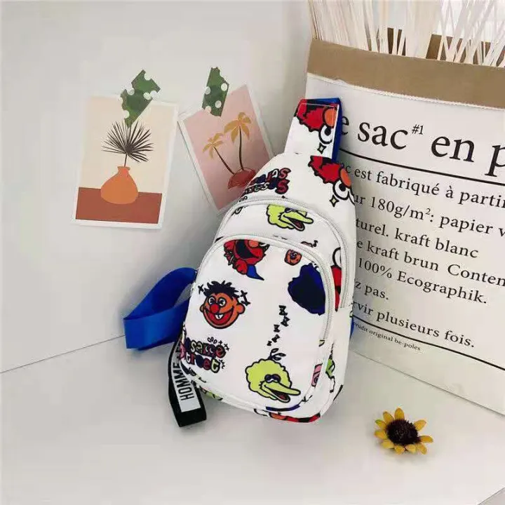 Kids Boys Girls School Bags Cartoon Prints Canvas Crossbody Bag Cartoon Pattern Shouder Bag