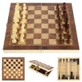 OYPFXMI 3 in 1 Wooden Chess and Checkers Set for Kids and Adults for Travel Portable Folding Beginner Chess Set. 