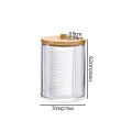 Storage Box Bathroom Jar Makeup Organizer Cotton Pad Holder Cotton Holder Dispenser with Bamboo Lid Clear Plastic. 