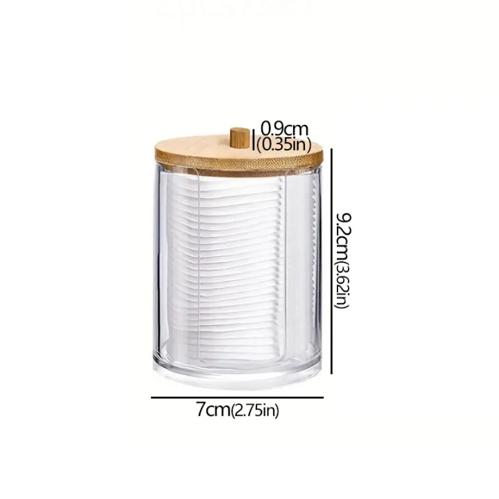 Storage%20Box%20Bathroom%20Jar%20Makeup%20Organizer%20Cotton%20Pad%20Holder%20Cotton%20Holder%20Dispenser%20with%20Bamboo%20Lid%20Clear%20Plastic%20-%20Image%204