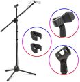Microphone Stand Mic Stand Tripod Floor Stand Adjustable Mic Microphone Double Clip Holder Stage Microphone Stand. 