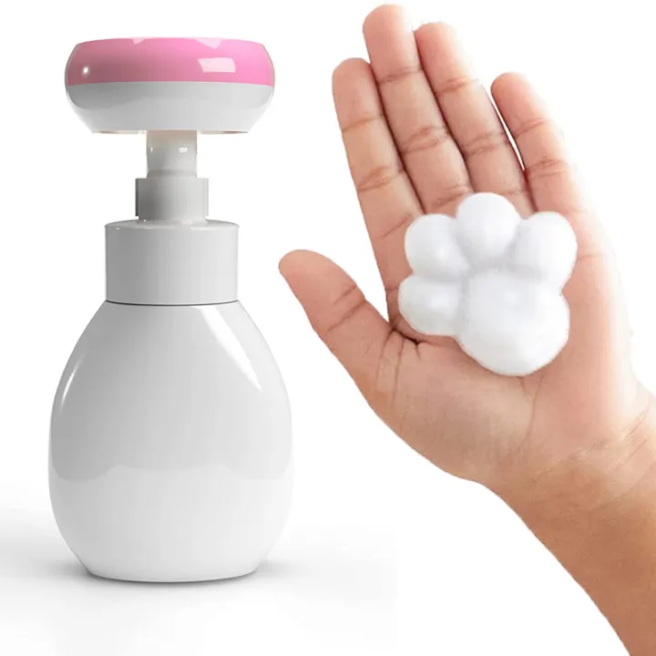New 300ml cat paw/flower foam bottle pe flower cat paw pump head hand anitizer bottle cat paw pump head foam moue bottle