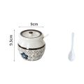 Household High Temperature Resistant Ceramic Lard Jar with Lid Chinese Traditional Japanese-Style Ceramic Seasoning Bottle with Spoon Spice Jars Salt. 