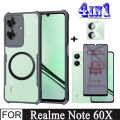 Realme Note 60x Shockproof Phone Case for Realme Note 60 50 Privacy Ceramic Screen Protector + With Magnetic Wireless Charging Sticker. 