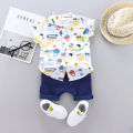 Toddler Baby Boys Girls Clothes Sets Cartoon Excavating Machinery T Shirt Shorts Pants For Summer Boys Clothing Outfits Suit. 