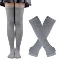 1 Set Women Gothic Punk Over Knee Long Stripe Socks Arm Sleeve Gloves for Girl Thigh High Cotton Socks Sweet Cute Christmas Gift. 