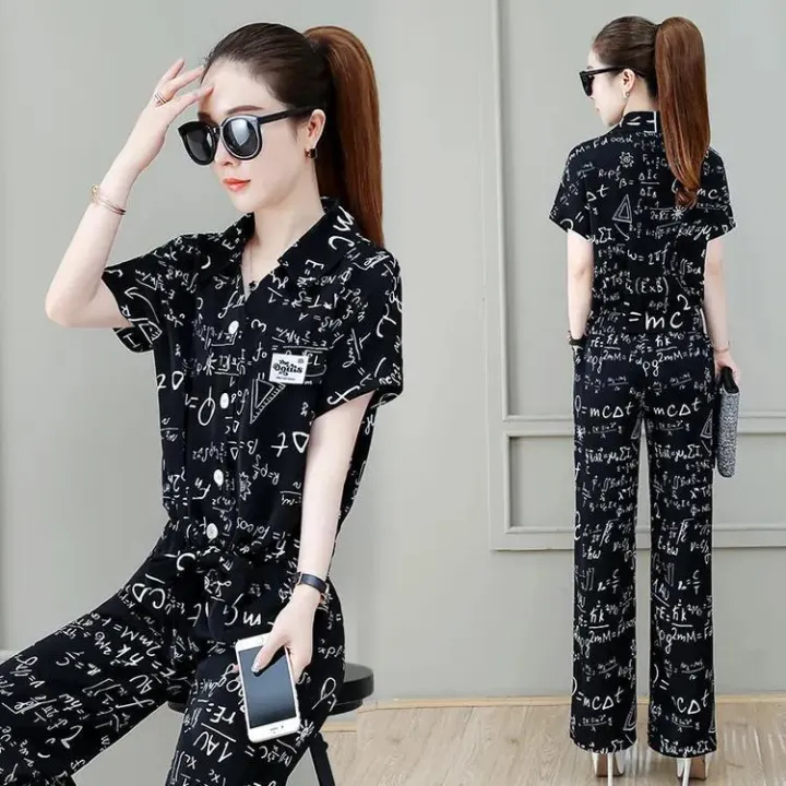 One-Piece/Set%202023Summer%20New%20Fashion%20Slimming%20Short-Sleeved%20Printed%20Top%20Wide-Leg%20Pants%20Casual%20Two-Piece%20Suit%20Women%20-%20Image%207
