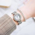 Fopul Mall 2pcs Fashion Women Watches And Bracelet Ladies Diamond Quartz Watch For Female Girl's. 