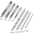 9Pcs Adjustable T-Handle Ratchet Tap Holder Wrench Tool Set with M3-M6 Screw Thread Metric Plug Tap and 2.5-5.0mm Twist Drill Bit. 
