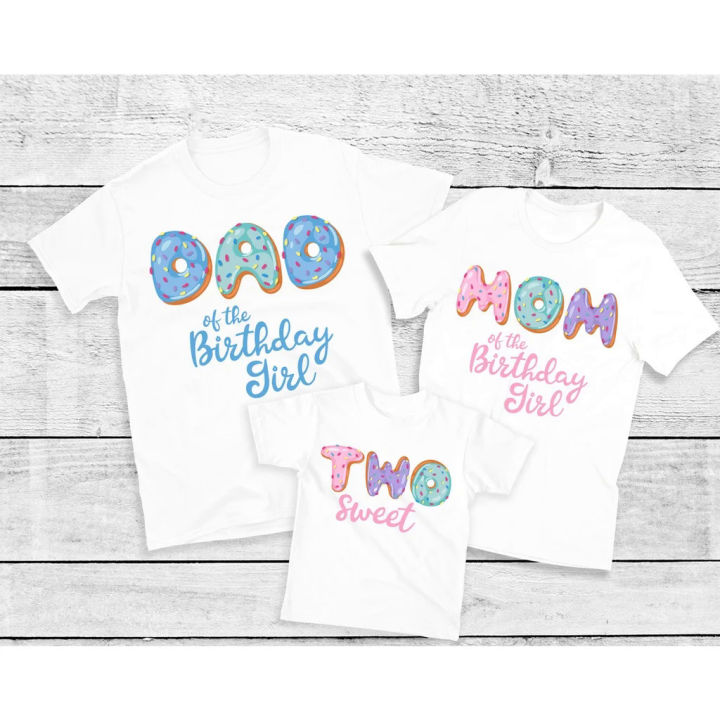 Lovely Two Sweet Donut Family T-Shirts Party Clothes Matching Set