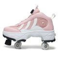 Internet Celebrity Skate Shoes Four-Wheel Heelys Male and Female Student Version Wheel Retractable the Skating Shoes Children Pulley Shoelace Wheel. 