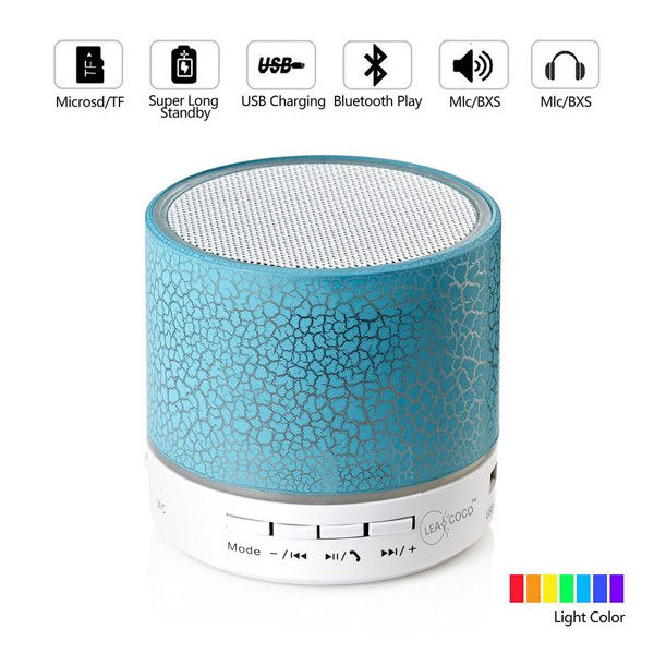 Mini Portable Bluetooth Speaker With LED Light Loud Stereo Speaker ...