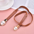 Creative Pearl Buckle Belt PU Leather Dress Skirt Waist Elastic Thin Women Belts Stylish Gift GJCUTE. 