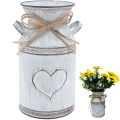 Vintage Tin Bucket Fashionable Iron Flower Vase Retro Metal Jugs for Home Office Party Festival Decoration Wrought Country Style. 