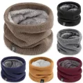 ZEBF-Winter Warm Knitted Ring Scarf for Women Men Plush Full Mask Tutdoor Cashmere Solid Snood Neck Scarves Thick Bufanda Muffler. 
