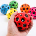 Useful Hole Galaxy Soft Bouncy Ball Anti-fall Moon Shape Porous Bouncy Ball Popping Sensory Fidget Toy Adult Kids Stress Relief. 