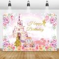 Princess Backdrops Pink Rainbow Castle Birthday Party Flowers World Poster Photographic Background Photocall Photo. 
