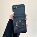 HOCE Carbon Fiber Pattern Ring Holder Phone Case for Samsung Galaxy ZFlip 5 ZFlip 4 ZFlip 3 Cases with Ring Bracket Shockproof Hard Cover. 