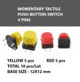 10pcs of Momentary Tactile Push Button Switch with Color Knob. 