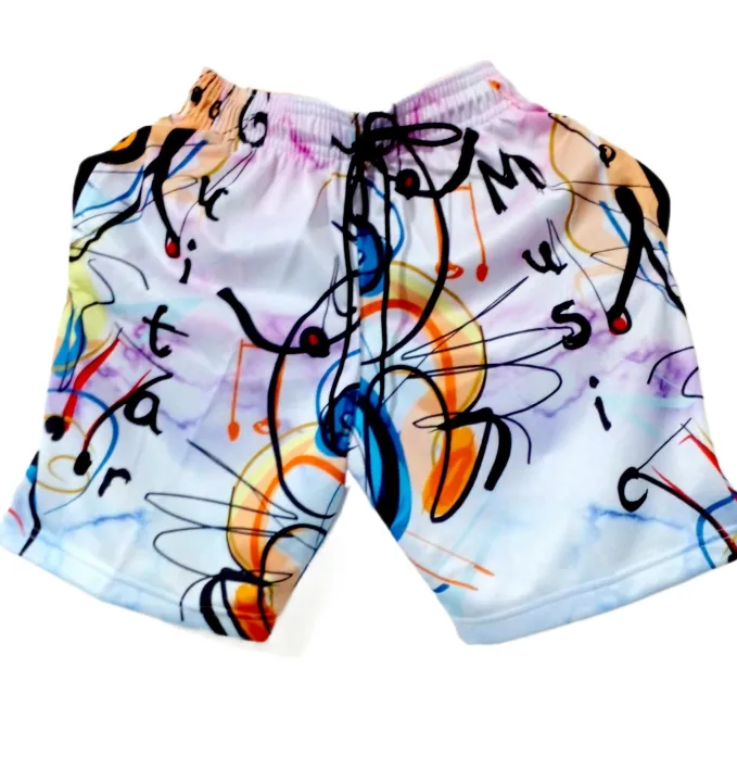 Music Guitar Printed Sublimation Casual Men's Short Tricoat 190gsm