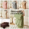 Universal Thick Warm Fleece Blanket Solid Color Plush Soft Sofa Blanket Square Texture Comfortable Bed Blanket All Season. 