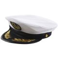 Adult Yacht Boat Captain Hat Navy Cap Ship Sailor Costume Black+White. 