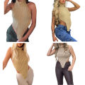 Yfashion Women's Backless Turtleneck Crop Top. 