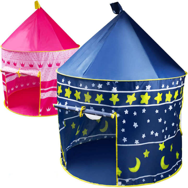 Portable Pink Kids Tent Prince Folding Castle Cubby Play House Garden Houses for Children Tent main image 1