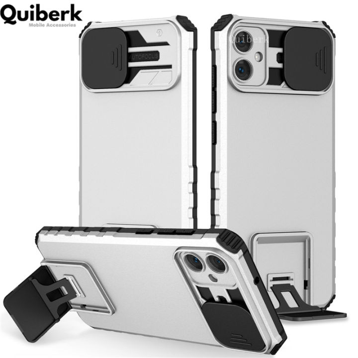 Quiberk for Samsung Galaxy A05 Phone Case Slide Camera Cover Kickstand Hard Shockproof Armor Back Casing