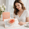Surprise Romantic Pop Up 3D Rose Flower Card Paper Sculpture Elegant Romantic Wedding Card Blessing Folding Valentines Day Card For Wife Mother Sister. 