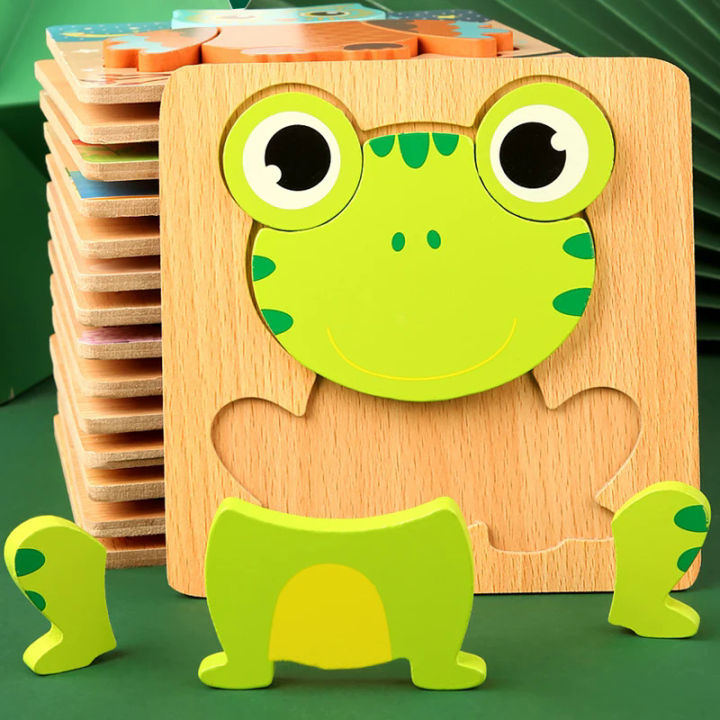 High Quality 3D Wooden Puzzle Baby Cartoon Animal Traffic Jigsaw Early ...