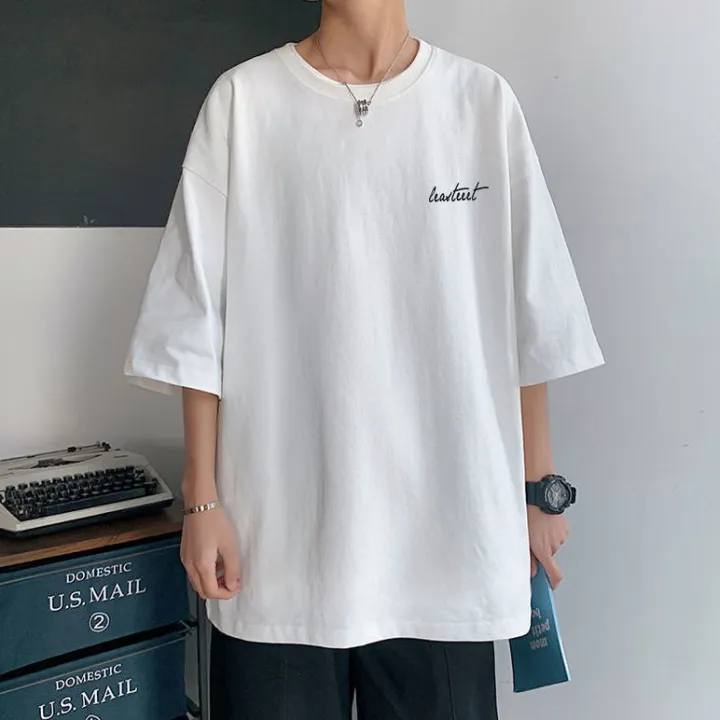 Summer%20Short%20Sleeve%20T%20T-shirt%20Male%20Half%20Sleeve%20New%20Fashion%20Brand%20Loose%20Letter%20Simplicity%20All-Match%20Fashion%20Hong%20Kong%20Style%20ins%20Five-Point%20Top%20-%20Image%207