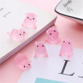 Glow in the Dark Mini Pink Pig Doll Cute Ornaments DIY Resin Material Accessories Car Dashboard Toys Home Decor Garden. 