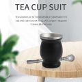 Double-Wall Stainless Yerba Gourd Mate Tea Set Coffee Water Mate Tea Cup with Spoon Straw Bombilla & Cleaning Brush 8Oz. 