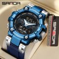 SANDA brand fashionable business sports timer waterproof digital quartz men's watch. 