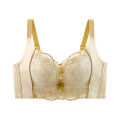 TZ Big Red Underwear Women's Unrimmed Adjustable Front Buckle Lace Tucked-up Breast Push-up Bra Set. 