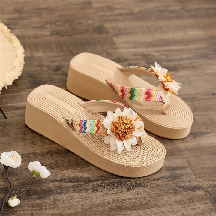 Women%20Slippers%20Summer%20New%20Pattern%20Fashion%20Wedge%20Comfortable%20Beach%20Sandals%20Simple%20Home%20Top%20Slippers%20Ladies%20Flat%20Flip-flop%20Slide%20-%20Image%204