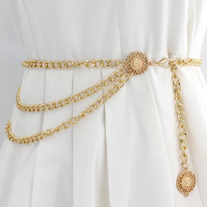 Metal Waist Chain Women Long Tassel Waist Chain Belt Multilayer Waist Chain Dress Decorative Chain Ins Style Adjustable Waist Belt For Women And Girls Cologo