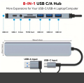 USB C HUB 3.0 Type C 4-Port/8 Port Multi-Splitter OTG Adapter for PC Android Laptop Mac. 