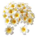 100Pcs White Foam Hawaiian Frangipani Artificial Plumeria Flower Petals Cap Hair Hat Wreath DIY Wedding Decoration 5cm. 
