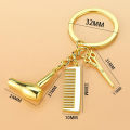 Barber Shop Tools Key Ring Hair Dryer Scissors Comb Pendants Simulation Keychain. 