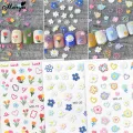 Monja 5D Nail Stickers Cute Embossed Flowers Reliefs Adhesive Decals Floral Leaf Pattern Gel Polish DIY Nail Art Decoration Tool. 