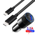 Car Fast Charger For Xiaomi Mi 12 11 10 9 8 Lite Samsung S22 S21 S20 A73 A53 A33 Dual USB Phone Charger Adapter USB Type-C Cable. 