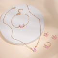 5PCS Fashion Butterfly Pendants Necklace Earrings Ring Bracelet Sets For Women. 