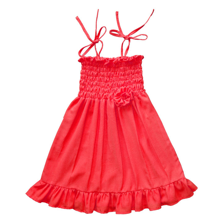 Baby girl yellow strap smock dress
