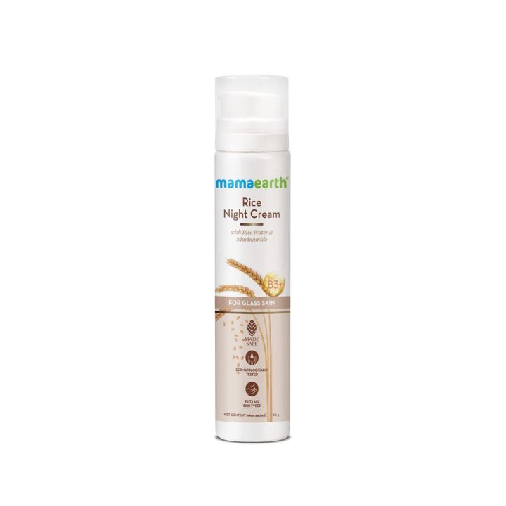Mamaearth Rice Night Cream, for Clear Skin With Rice Water & Niacinamide for Glass Skin - 50 g SAB